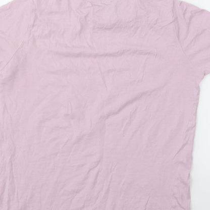 Brand and care label for New Look women’s pink basic t-shirt, size UK 6