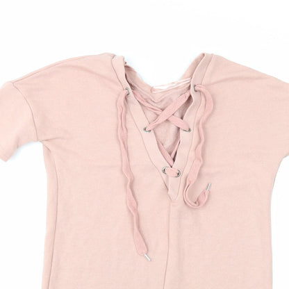 Close-up detail of Atmosphere women’s pink basic polo, size UK 6