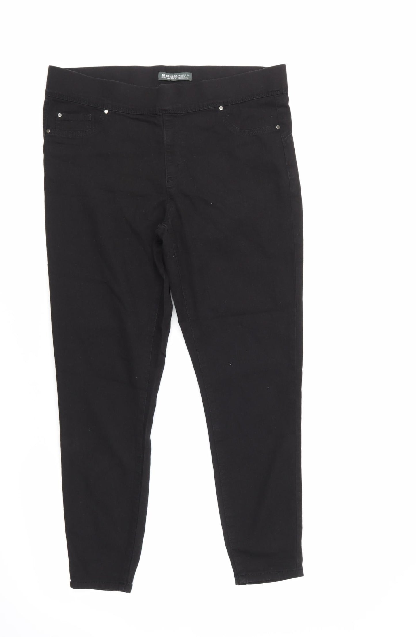 Denim & Co. Womens Black   Trousers  Size 16 L27 in