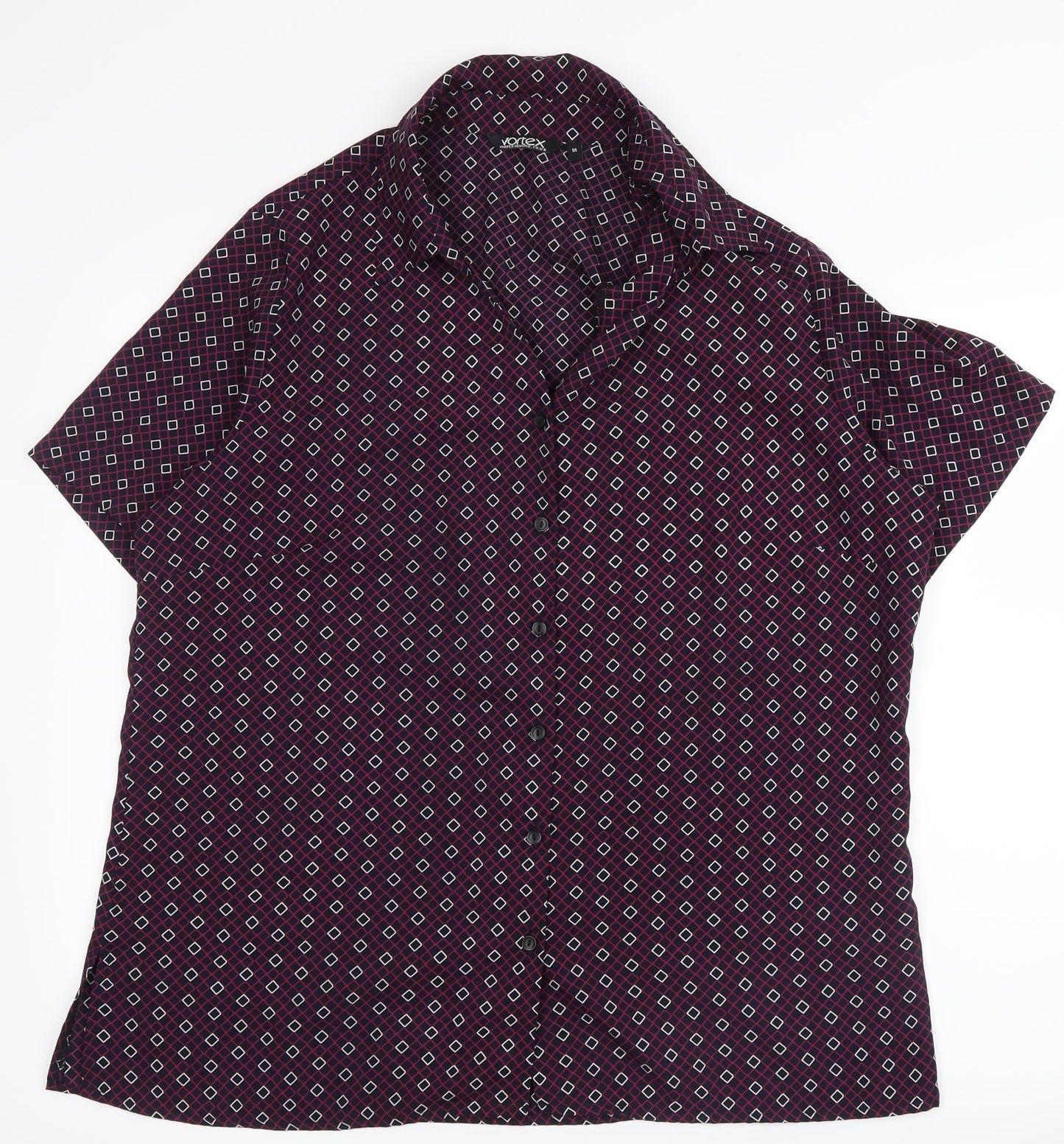 Vortex Womens Purple Geometric  Basic Button-Up Size 14
