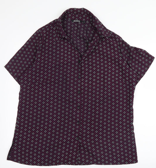 Vortex Womens Purple Geometric  Basic Button-Up Size 14