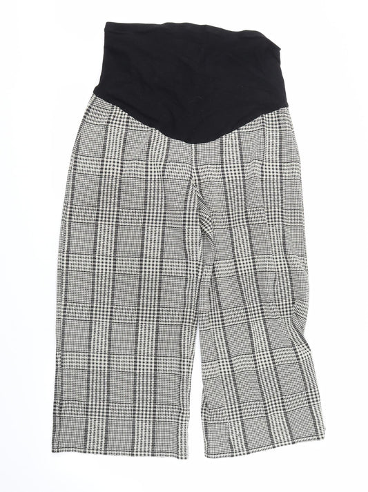 H&M Womens Beige Check  Cropped Trousers Size M L20 in
