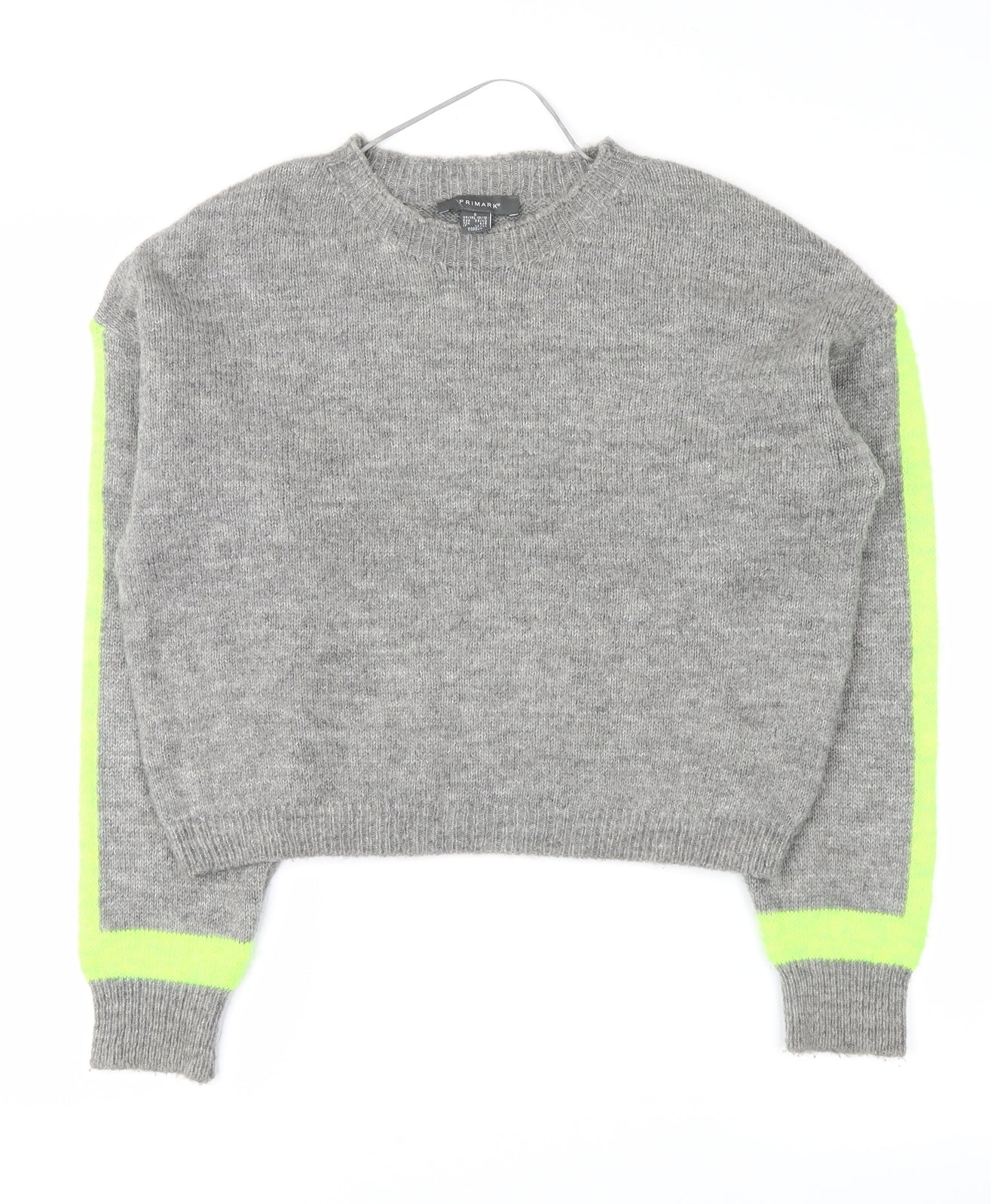 Primark Womens Grey   Pullover Sweatshirt Size S  - stripe on sleeves