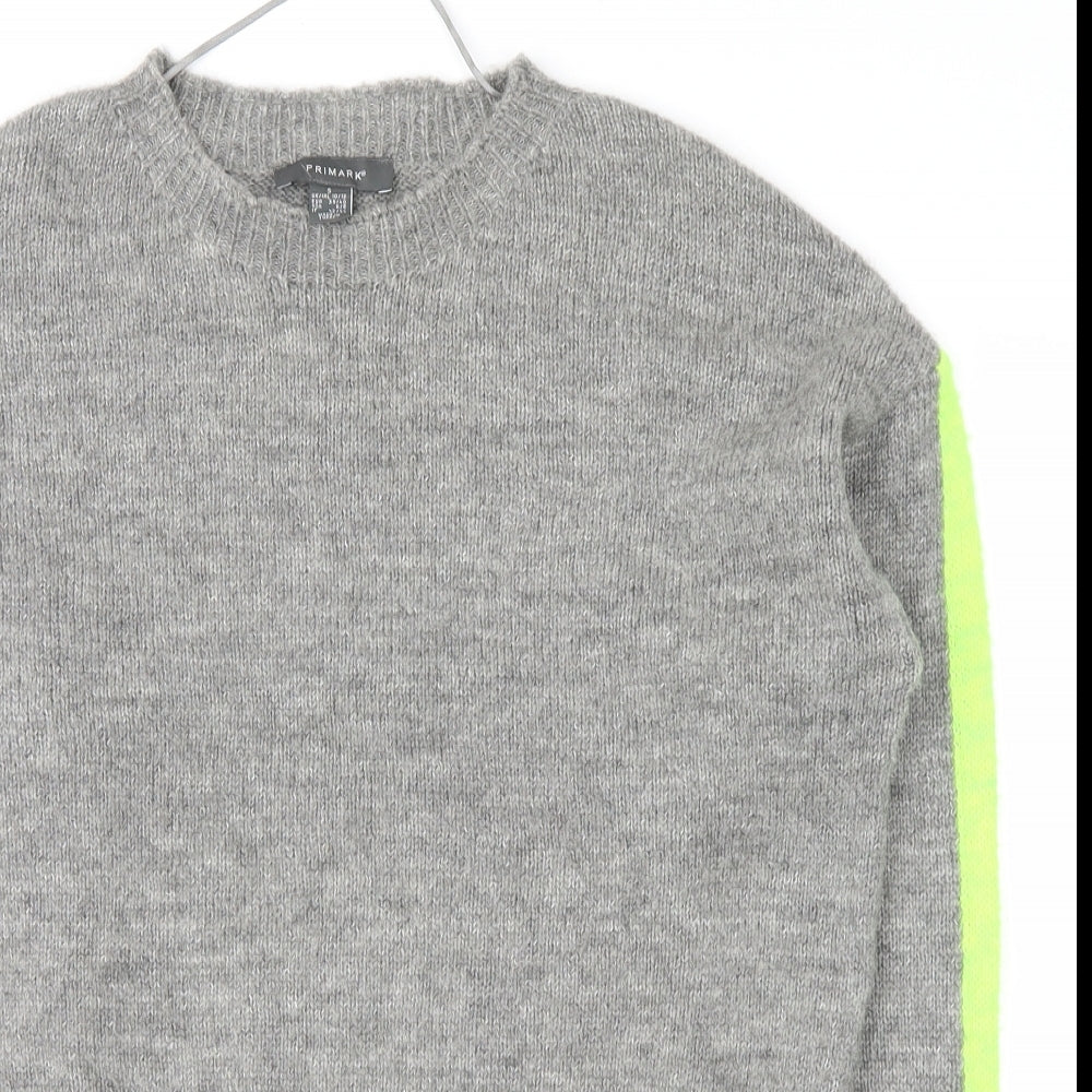 Primark Womens Grey   Pullover Sweatshirt Size S  - stripe on sleeves