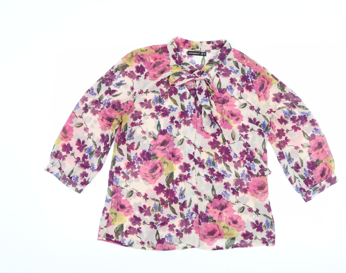 Atmosphere Womens Pink Floral  Basic Blouse Size 10