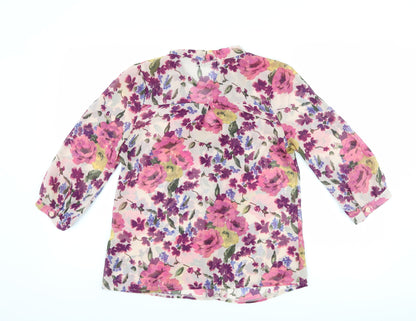 Back view of Atmosphere women’s pink floral basic blouse, size UK 10