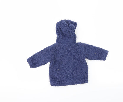 Back view of Next girls’ blue fleece jacket, size 0-3, months - rabbit
