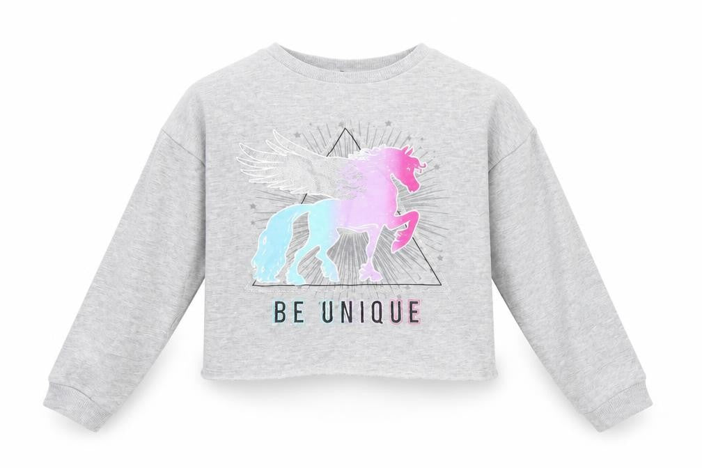 pep & Co Girls Grey   Pullover Sweatshirt Size 10-11 Years  - Unicorn