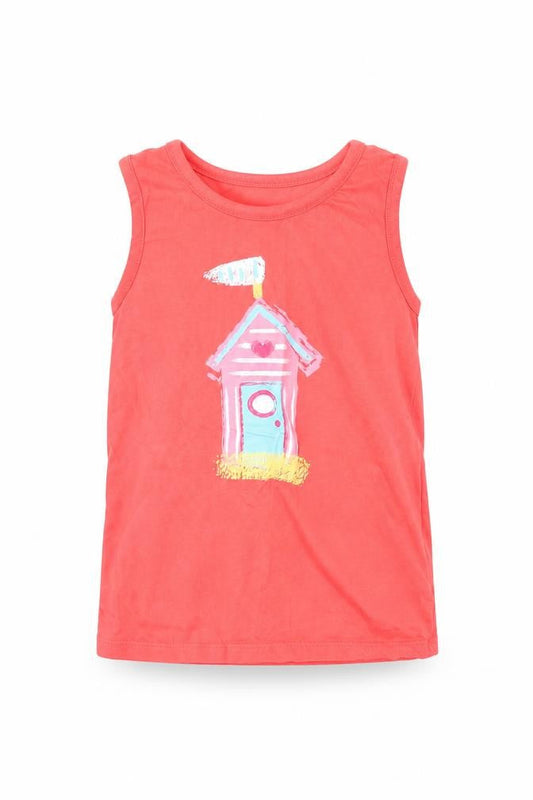 Front view of Ladybird girls’ red basic tank, size 6-7, years - beach hut