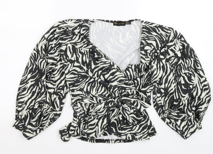 Additional front view of i aw it first women’s white striped wrap t-shirt, size UK 6