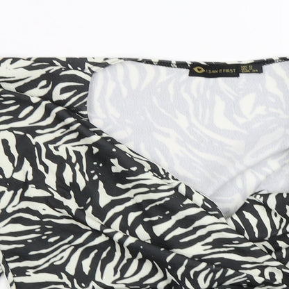 Close-up detail of i aw it first women’s white striped wrap t-shirt, size UK 6