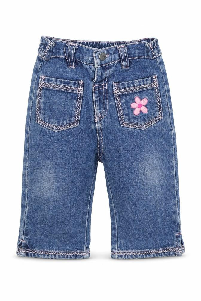 morris mouse Girls Blue Floral Denim Pedal Pusher Jeans Size 3-6 Months