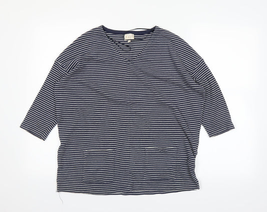 Easy Womens Blue Striped  Basic T-Shirt Size S