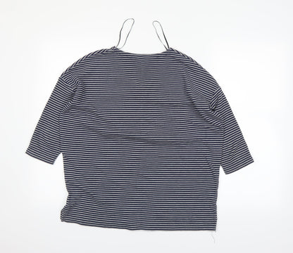 Back view of Easy women’s blue striped basic t-shirt, size S