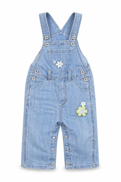 Front view of Pumpkin Patch Baby Blue Coverall One-Piece, size 6-9, Months