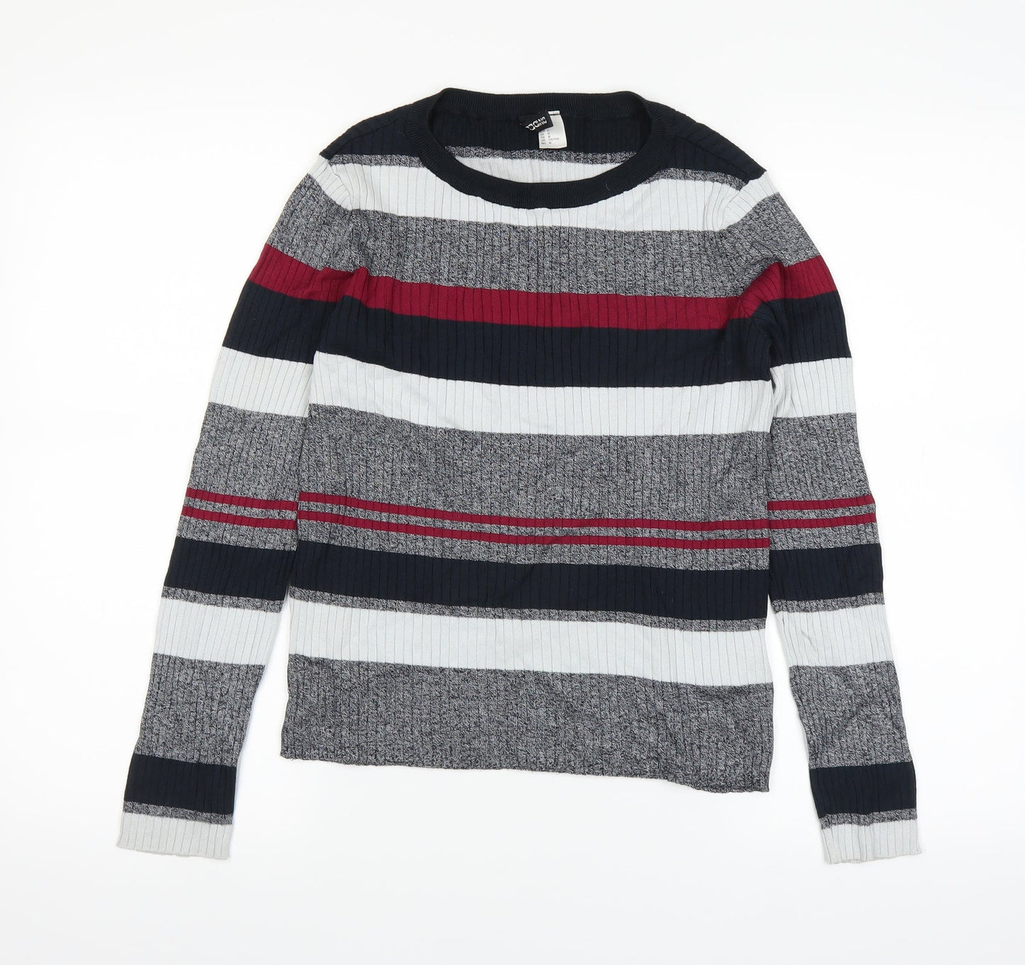 H&M Womens Grey Striped  Pullover Jumper Size M