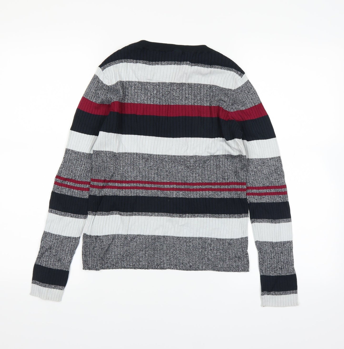 H&M Womens Grey Striped  Pullover Jumper Size M