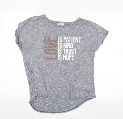 Front view of Papaya women’s blue basic t-shirt, size UK 14