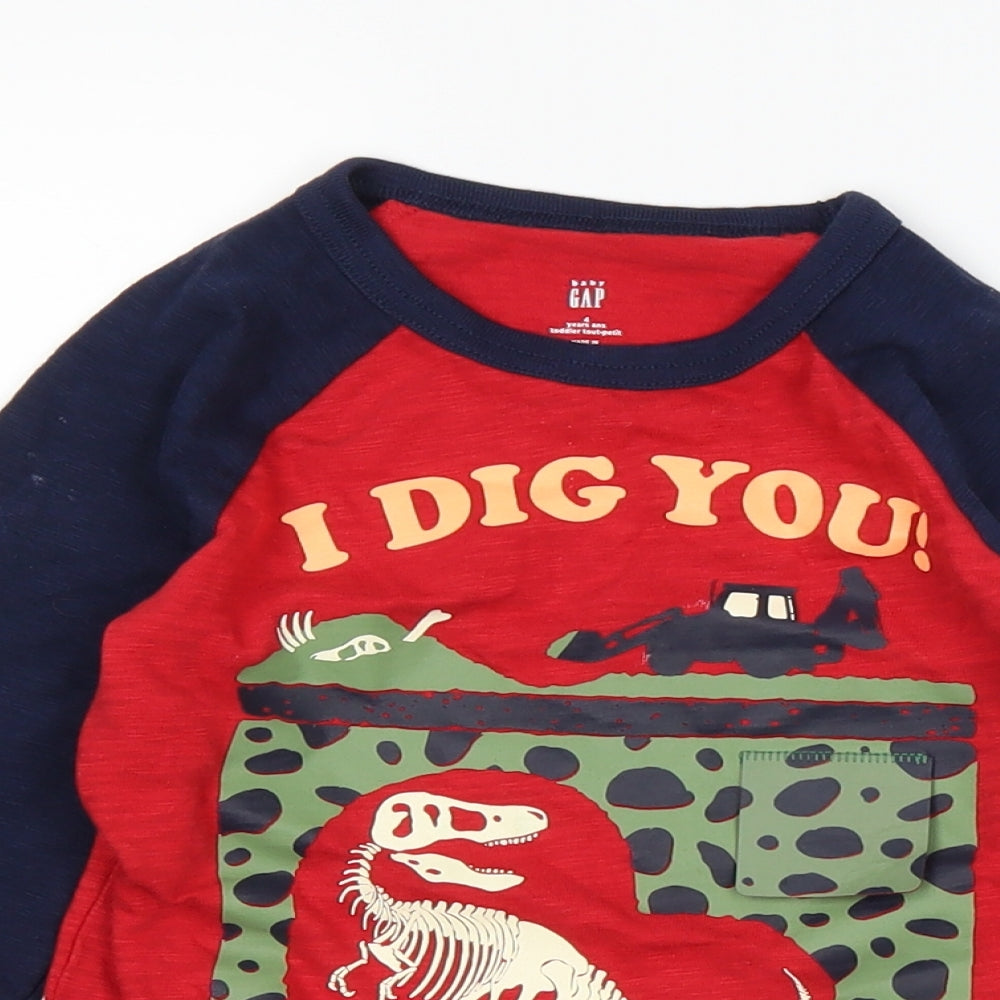Gap Boys Red   Basic T-Shirt Size 4 Years
