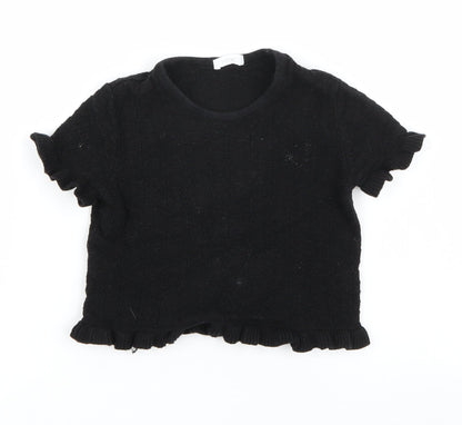 Additional front view of Next girls’ black basic t-shirt, size 5, years