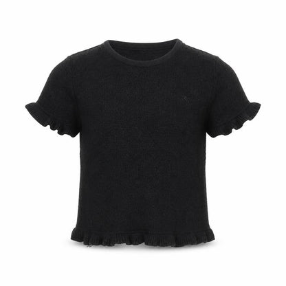 Front view of Next girls’ black basic t-shirt, size 5, years