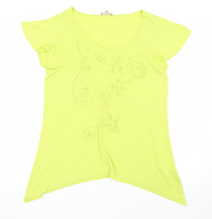 Additional front view of Soon women’s green basic t-shirt, size UK 18