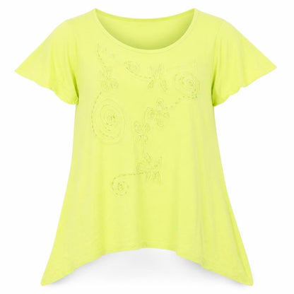Front view of Soon women’s green basic t-shirt, size UK 18