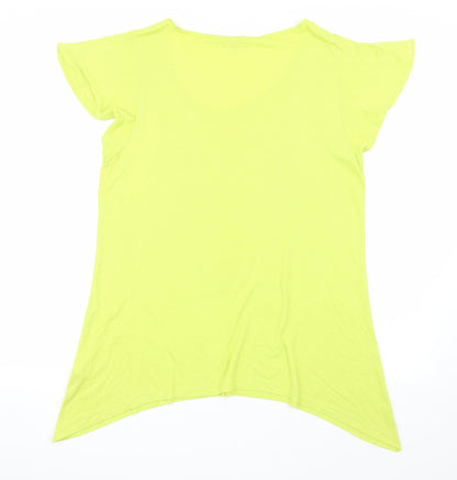Back view of Soon women’s green basic t-shirt, size UK 18