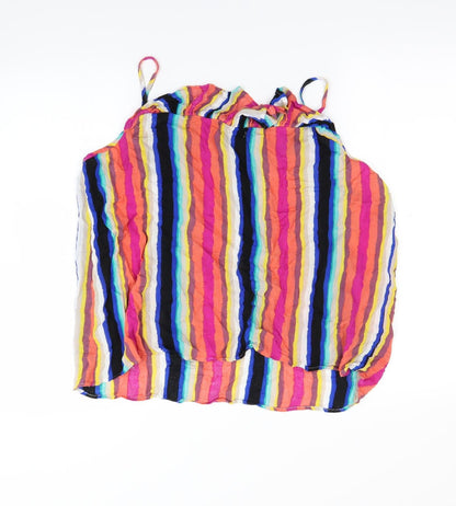Back view of Papaya women’s multicoloured striped basic tank, size UK 16