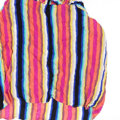 Brand and care label for Papaya women’s multicoloured striped basic tank, size UK 16