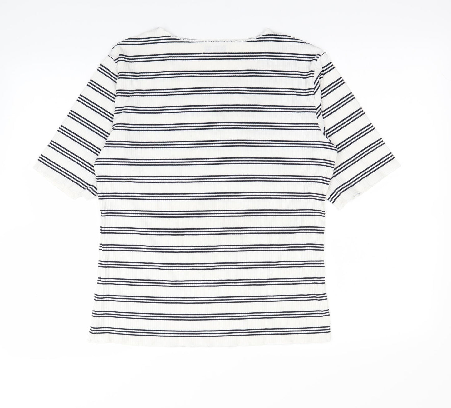 Swell Womens White Striped  Basic T-Shirt Size 12