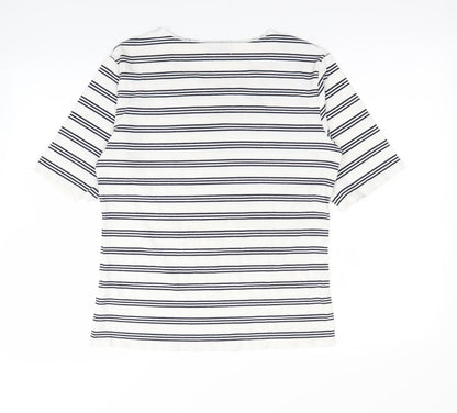 Back view of Swell women’s white striped basic t-shirt, size UK 12