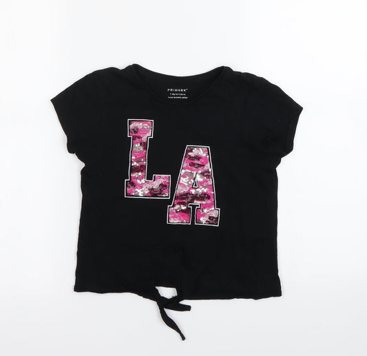 Primark Girls Black   Cropped T-Shirt Size 7-8 Years