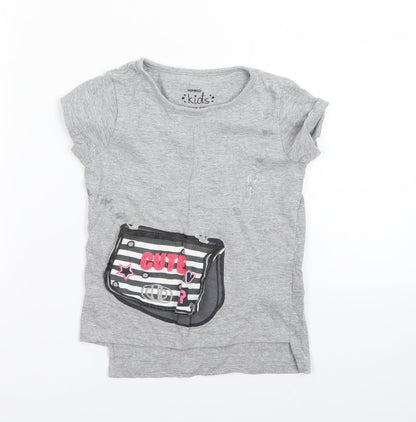 Additional front view of Pep&Co girls’ grey basic t-shirt, size 3, years