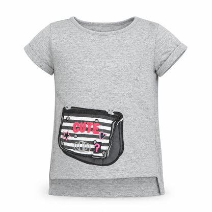 Front view of Pep&Co girls’ grey basic t-shirt, size 3, years