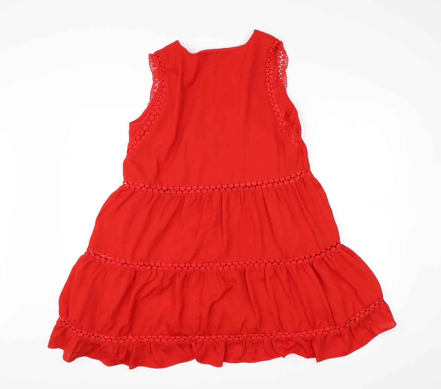 Lovie Womens Red  Chiffon Basic Blouse Size XL