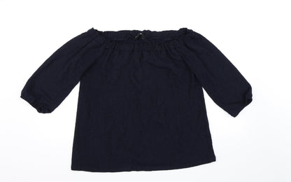Additional front view of Peacocks women’s blue basic blouse, size UK 14