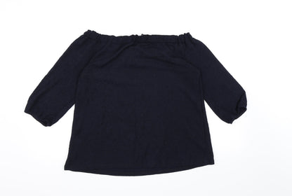 Back view of Peacocks women’s blue basic blouse, size UK 14