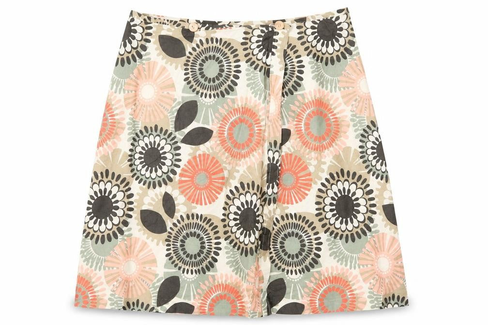 Preworn Womens Beige Floral  A-Line Skirt Size 32 in