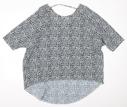 Front view of Apricot women’s white animal print basic blouse, size UK 16