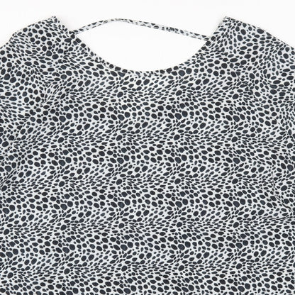 Close-up detail of Apricot women’s white animal print basic blouse, size UK 16