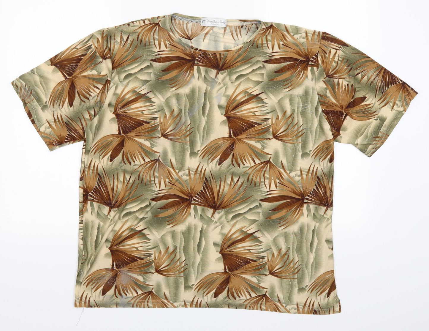 dian dian  Womens Brown Floral  Basic T-Shirt Size L