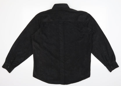 Back view of Oakman men’s black button-up, size M
