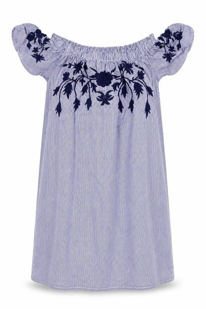 Select Womens Blue Striped  Fit & Flare  Size 10