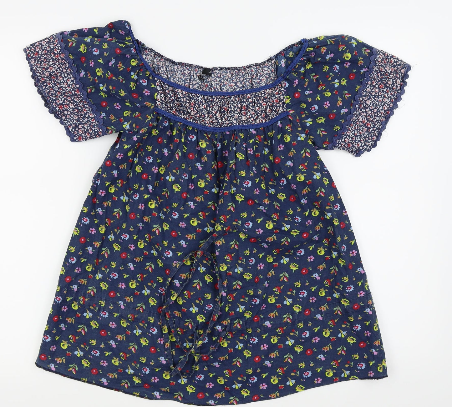 Topshop Womens Blue Floral  Basic T-Shirt Size 8
