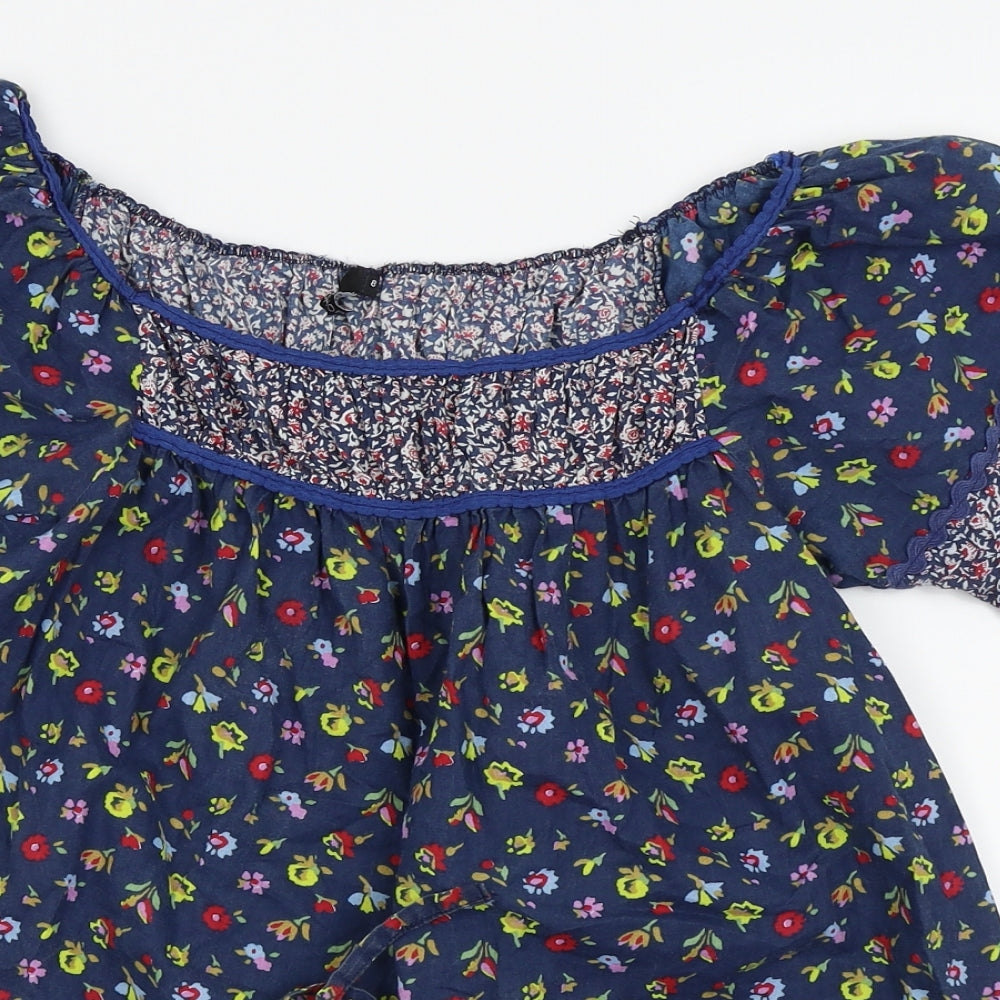 Topshop Womens Blue Floral  Basic T-Shirt Size 8