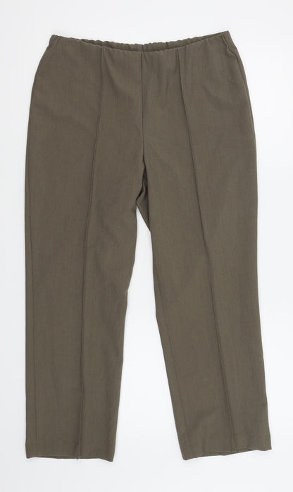 Additional front view of Bonmarché women’s green trousers, size UK 12, 24-inch leg