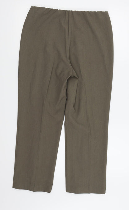 Back view of Bonmarché women’s green trousers, size UK 12, 24-inch leg