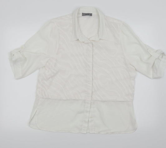 vava Womens White   Basic Button-Up Size 2XL