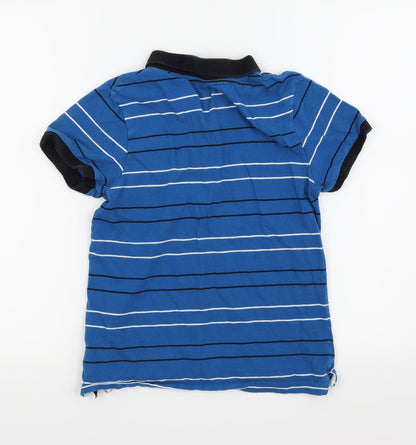 Back view of Blue Zoo boys’ blue striped basic polo, size 9-10, years